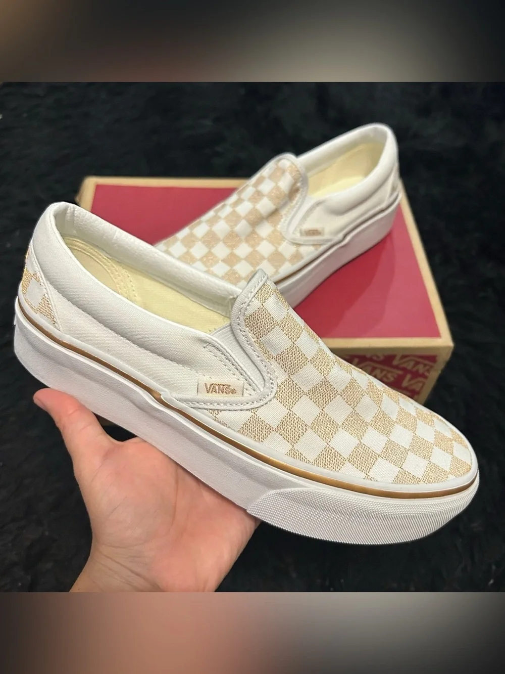 VANS checkerboard platform slip on shoes sneakers women’s 8 new